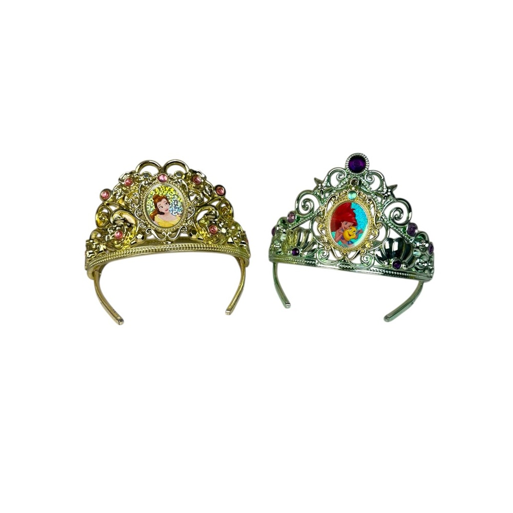 Disney Princess Belle Beauty & The Beast and The Little Mermaid Ariel Tiaras Lot